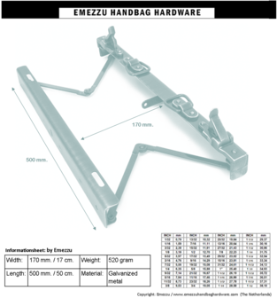 Gladstone bag frame 50 cm. Antique brass brushed type B