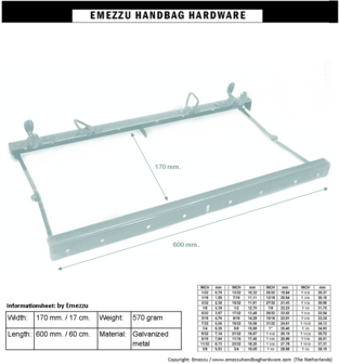 Gladstone bag frame 60 cm. Antique brass brushed type A