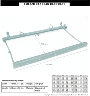 Gladstone bag frame 50 cm. Antique brass brushed type A