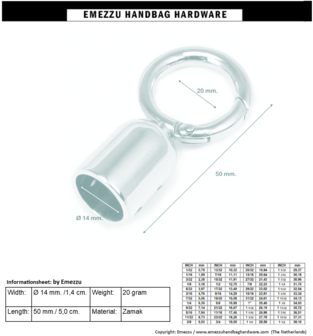 Strap end nickel 50X14 / &Oslash; 20 mm.