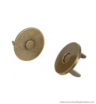 Magnetic snap closure thin Antique brass &Oslash;14x2 mm.
