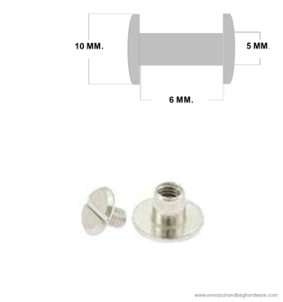 Book screw nickel 6 mm.