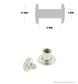 Book screw nickel 8 mm.