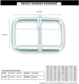 Roller buckle nickel 50X35 /41 mm