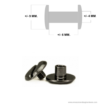 Book screw Black nickel 6 mm.