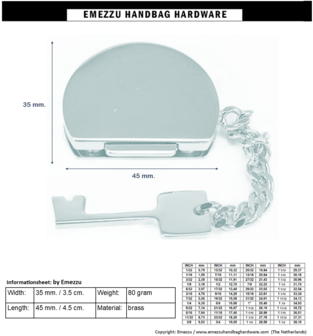 Handbag lock nickel 45X35 mm.