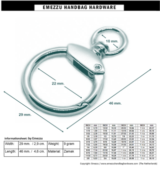 Swivel hook gold 46X29/22 mm.