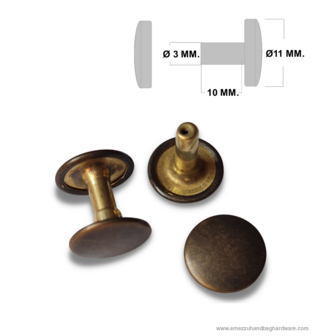 Jiffy/Rivets 36/10 mm. Antique brass