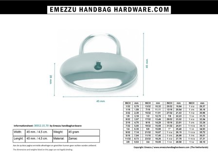 Oval padlock Nickel 45X45 mm.