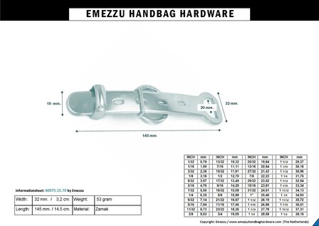 afmetingen tasslot nikkel