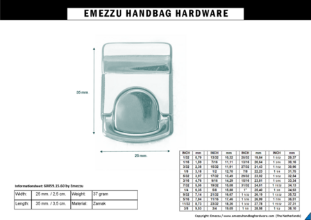 Purse tongue lock gold 35X25 mm.