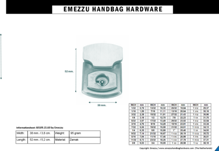 Handbaglock gold 52X38 mm.&nbsp;