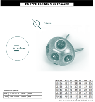 Stud strass 8X&Oslash;15 mm.