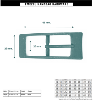 Buckle black 68X25 /20 mm.