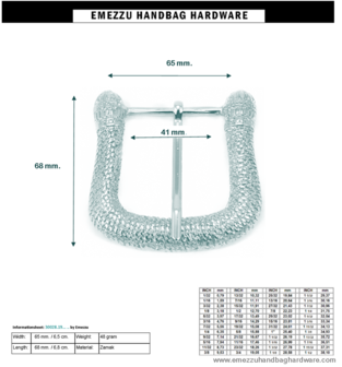 Buckle nikkel 68X65 /41 mm.