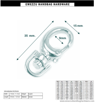 Swivel hook Antique brass 35X15 /9 mm.