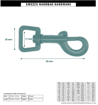 Swivel hook matt black 65X25 /17 mm.