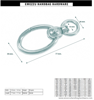 Swivel hook gold 77X35/15 mm.