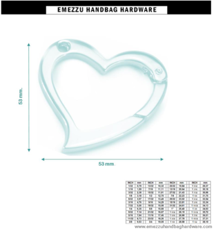 Heart-shaped snap hook nickel 53X53 mm.