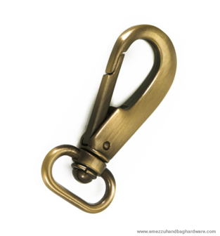 Snap hook brushed brass 71X34/25 mm.