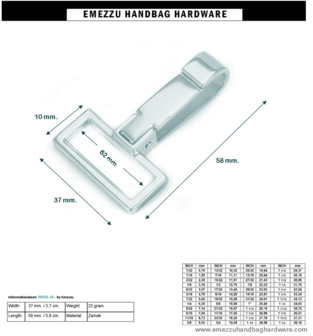 Snap hook nickel 58X37/30 mm.