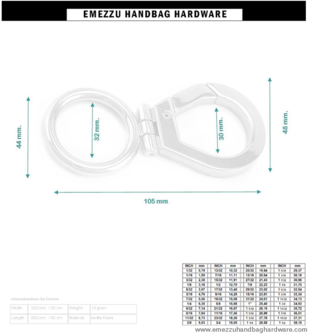 Snap hook nickel 105X48/32 mm.