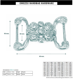 Buckle Old nickel 80X60/44 mm. 