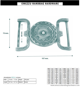 Buckle Antique brass 107X73/58 mm. 