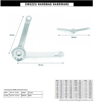 Suitcase hinge gold 60x60 mm.