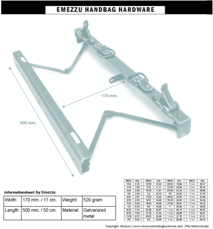 Gladstone bag frame 50 cm. Antique brass brushed type B