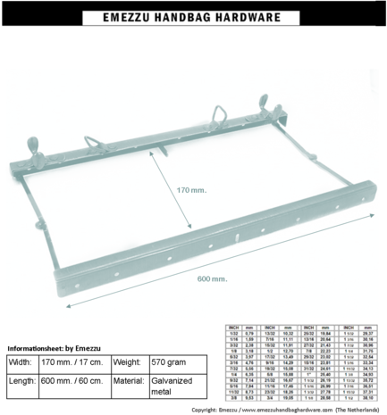 Gladstone bag frame 60 cm. Antique brass brushed type A