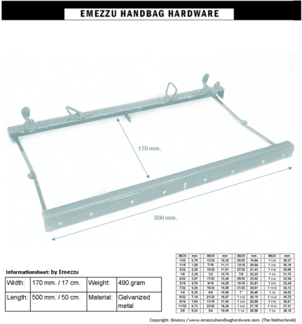 Gladstone bag frame 50 cm. Antique brass brushed type A