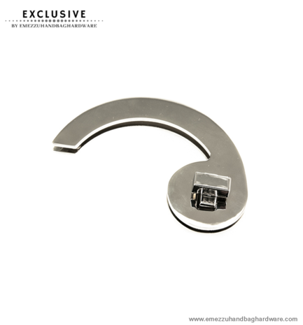 Handbag turn lock nickel 80 mm.