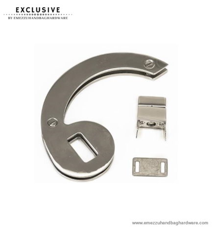 Handbag turn lock nickel 80 mm.