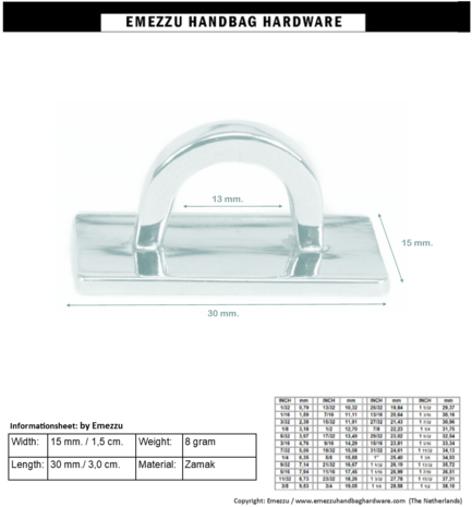 Attachment nickel 30X15/13 mm.