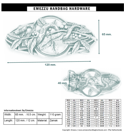 Buckle Serpente old nickel 120X65 /40 mm.