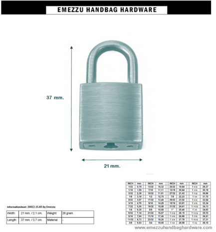 Padlock brass 37X21 mm.