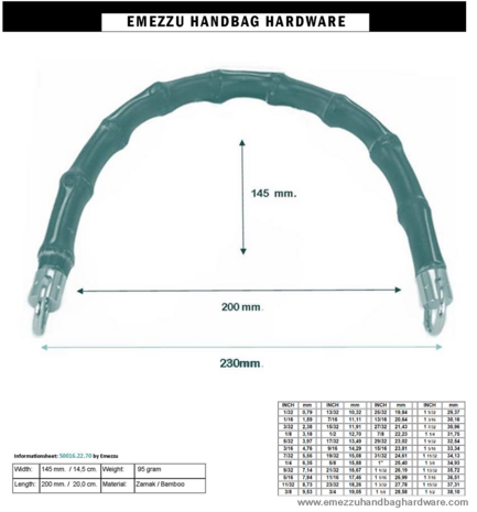 Bamboo handle 230X145 mm.