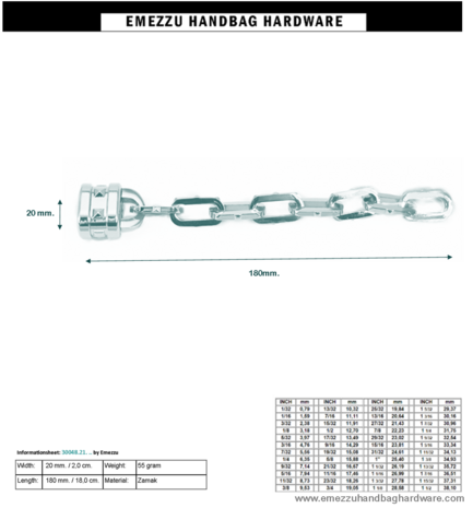 Strap-end nickel 180x20 mm.