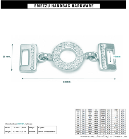 Attachment strass  82X28/ 16 mm.