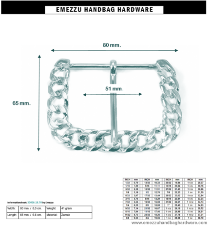 Buckle nickel 80X65 /51 mm.