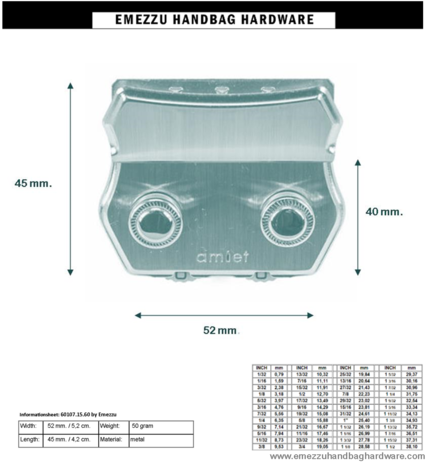 Amiet Combination lock Gold 52X45 mm.