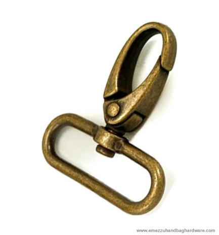 Swivel snap hook Old brass 51X47/39 mm.