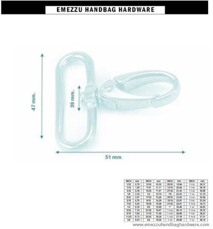 Swivel snap hook nickel 51X47/39 mm.