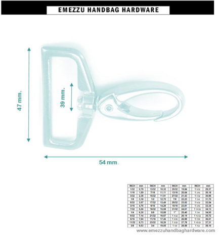 Swivel hook nickel 54X47/39 mm.