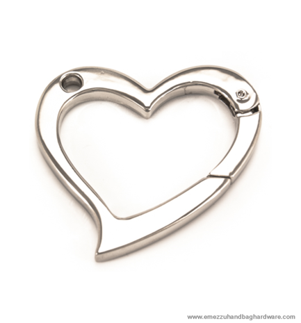 Heart-shaped snap hook nickel 53X53 mm.