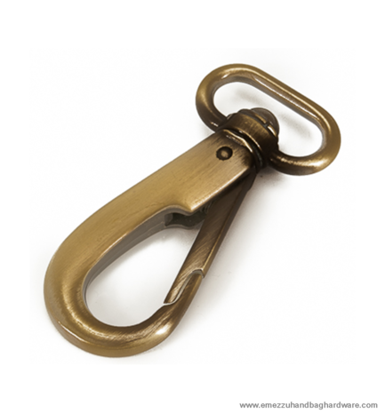 Snap hook brushed brass 71X34/25 mm.