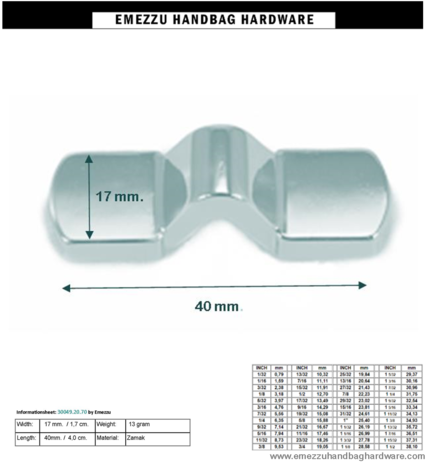 Attachment Nickel 40x17 mm.