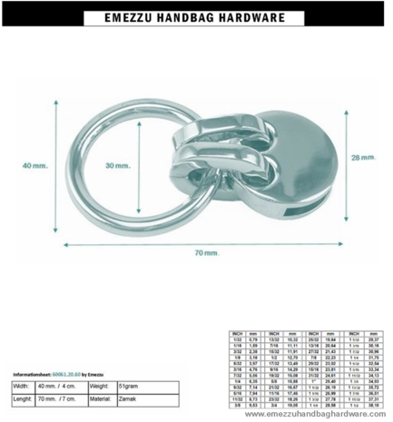 Handle loop Gold 70X40/30 mm.