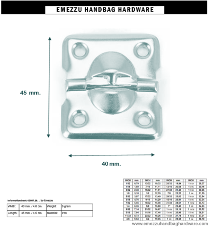 Hinge nickel 45x40 mm.